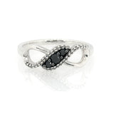 Pre-Owned Jared Sterling Silver Black & White 1/5ct Diamond Twist Ring