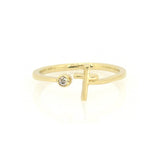 Pre-Owned 10k Gold Cross & Round Diamond Ring