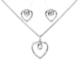 Pre-Owned Kay 1/8ct Diamond Open Heart Studs & Necklace Set in Sterling Silver