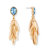 Yasmin Leaf Drops in Gold & Blue CZ