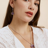 Rocksbox Exclusive Davis Long Pendant in Rhodium & Purple Mica