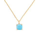 Little Luxuries Light Blue Square Pendant in Gold