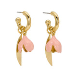 Golden Bloom Drop Earrings in Pink