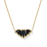 Bat Short Pendant Necklace in Golden Obsidian
