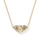 Bat Short Pendant Necklace in Golden Obsidian