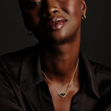 Bat Short Pendant Necklace in Golden Obsidian