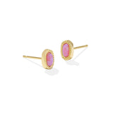 Mini Ellie Stud Earrings in Gold & Carnation Kyocera Opal