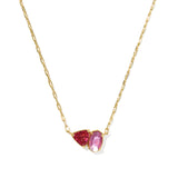 Tatum Short Pendant Necklace in Gold Pink Mix