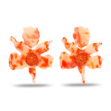 Crystal Lily Earrings in Papaya