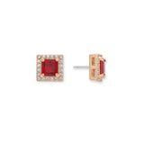 Mini Square Kate Studs in Gold & Red