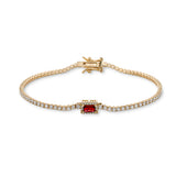 Emma Baguette Tennis Bracelet in Ruby Red