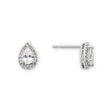 Pear Kate Studs in Clear & Silver Plating