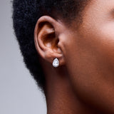 Pear Kate Studs in Clear & Silver Plating