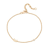 Sideways Initial Bracelet in 14k Gold Plating