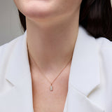 18k Rose Gold Plated Pave CZ Dog Tag Pendant Necklace