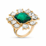 Estelle Cocktail Ring in Emerald & Clear CZ