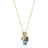 KAY x Rocksbox Blue Lab-Created Sapphire, Blue Topaz & Lab-Grown Diamond Necklace 1/5 ct tw 24K Yellow Gold Vermeil Sterling Silver 19"