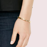 Set in Stone Hinged Bangle in Gold & Clear