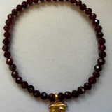 Lotus Stretch Bracelet in Red Garnet