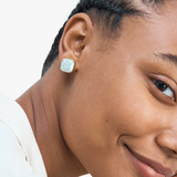 Small Square Studs in Opal Glitter