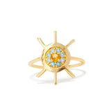 SOL Ring with Blue Chalcedony & Citrine Natural Stone