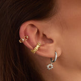 Sunseeker Charm Huggie Earrings in Silver Plated