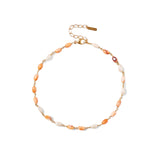 Beaded Anklet in Pearl & Lions Paw Mix