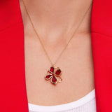 Floral Shimmer Mini Pendant in Gold & Red