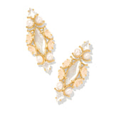 Genevieve Statement Earrings in Gold & Ivory Mix