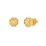 Heritage Bloom Mini Studs in Gold & CZ