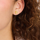 Heritage Bloom Mini Studs in Gold & CZ