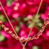 Jovie Beaded Strand Necklace in Bronze Veined Red & Fuschia Magnesite