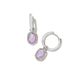 Daphne Framed Huggies in Silver & Lilac Kyocera Opal