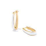 Kelsey Hoop Earrings in Gold & White Enamel