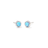 Rocksbox Exclusive Nola Stud Earrings in Silver and Blue Kyocera Opal