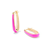 Kelsey Hoop Earrings in Gold & Pink Enamel