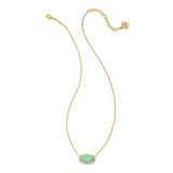 Elisa Short Pendant in Gold & Sea Green Chrysocolla