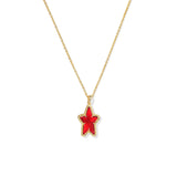 Ada Star Short Pendant Necklace in Red Illusion & Gold