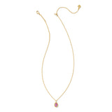 Daphne Framed Short Pendant in Gold & Magenta Kyocera Opal