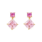 Showtime Drop Earrings in Gold & Pink