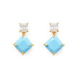 Showtime Drop Earrings in Gold & Light Blue