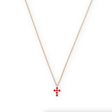 Laney Cross Necklace in Ruby Red