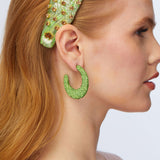 Archer Pave Hoop Earrings in Chartreuse