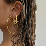 Pave Ball Chain Hoops in Gold