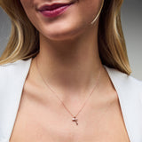 Amara Lab-Grown Diamond Accent Charm Key Pendant Necklace in 18K Rose Gold Plating