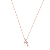 Amara Lab-Grown Diamond Accent Charm Key Pendant Necklace in 18K Rose Gold Plating