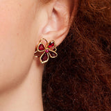 Floral Shimmer Studs in Red