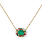 Victoria Mini Pendant in Green Multi & Gold