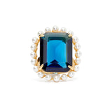 Victoria Cocktail Ring in Gold & Blue